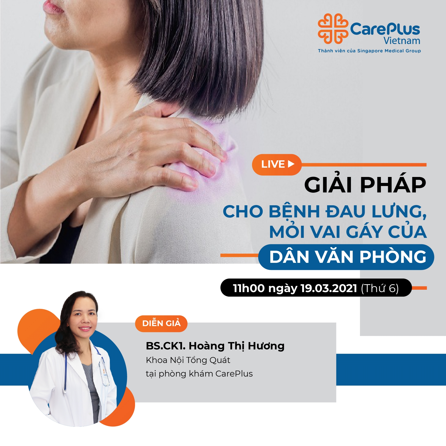 Livestream ''GIẢI PHÁP CHO BỆNH ĐAU LƯNG, MỎI VAI GÁY CỦA DÂN VĂN PHÒNG”