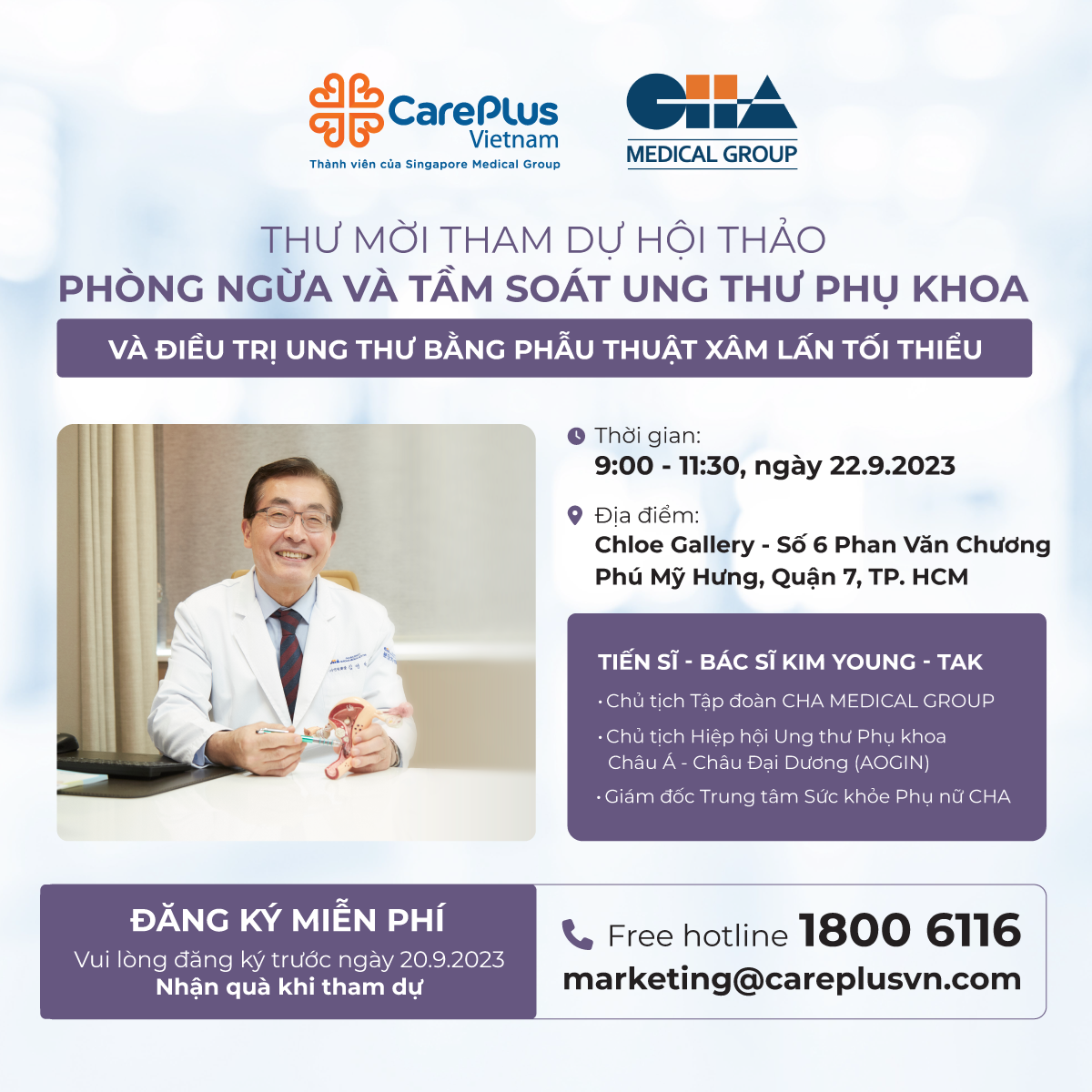 HỘI THẢO "PHÒNG NGỪA VÀ TẦM SOÁT UNG THƯ PHỤ KHOA & ĐIỀU TRỊ UNG THƯ BẰNG PHẪU THUẬT XÂM LẤN TỐI THIỂU 