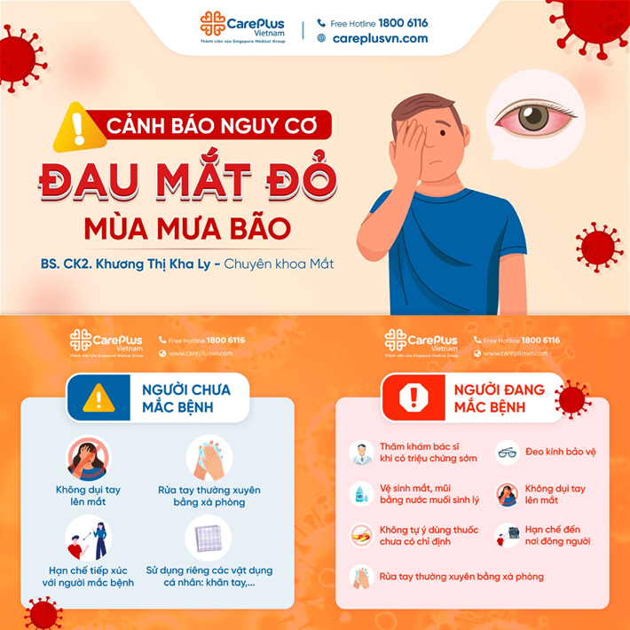 CẢNH BÁO NGUY CƠ ĐAU MẮT ĐỎ MÙA MƯA BÃO