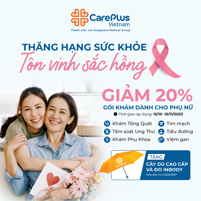 THĂNG HẠNG SỨC KHỎE , TÔN VINH SẮC HỒNG - GIẢM 20% CÁC GÓI KHÁM SỨC KHỎE DÀNH CHO PHỤ NỮ