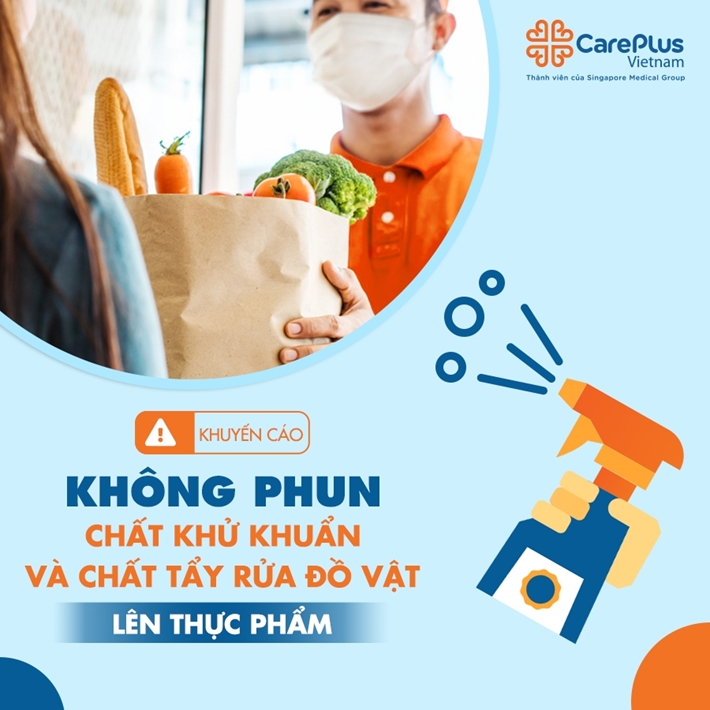 Không phun chất khử khuẩn và chất tẩy rửa đồ vật lên thực phẩm