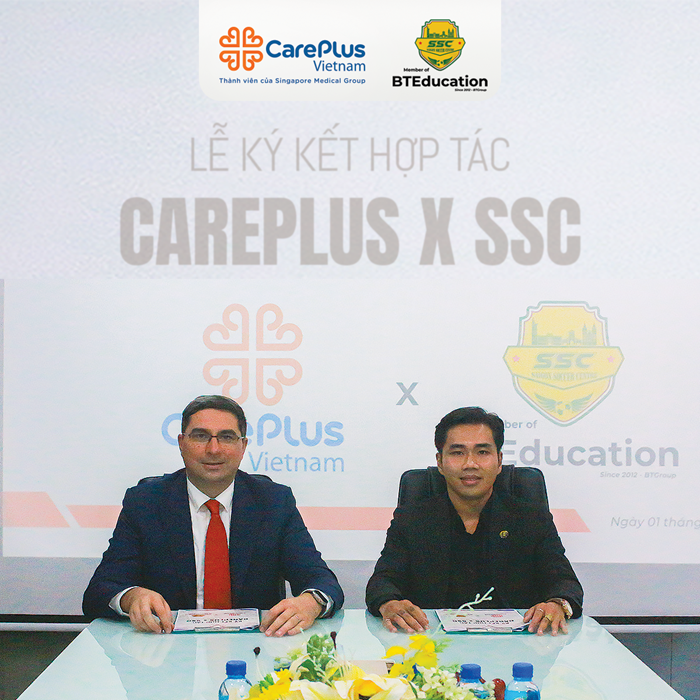 LỄ KÝ KẾT HỢP TÁC CHIẾN LƯỢC GIỮA HỆ THỐNG PHÒNG KHÁM QUỐC TẾ CAREPLUS VÀ TRUNG TÂM BÓNG ĐÁ SAIGON SOCCER CENTRE (SSC) 