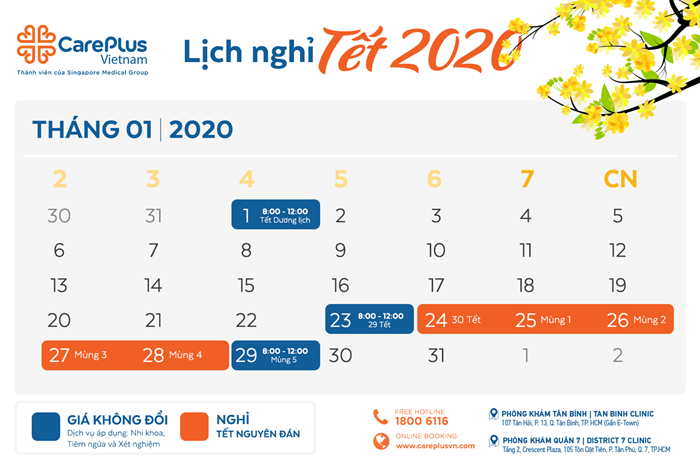 Working Schedule on 2020 Tet Holiday