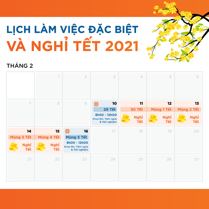 Lịch nghỉ Tết nguyên đán năm 2021 của Hệ thống Phòng khám Quốc tế CarePlus