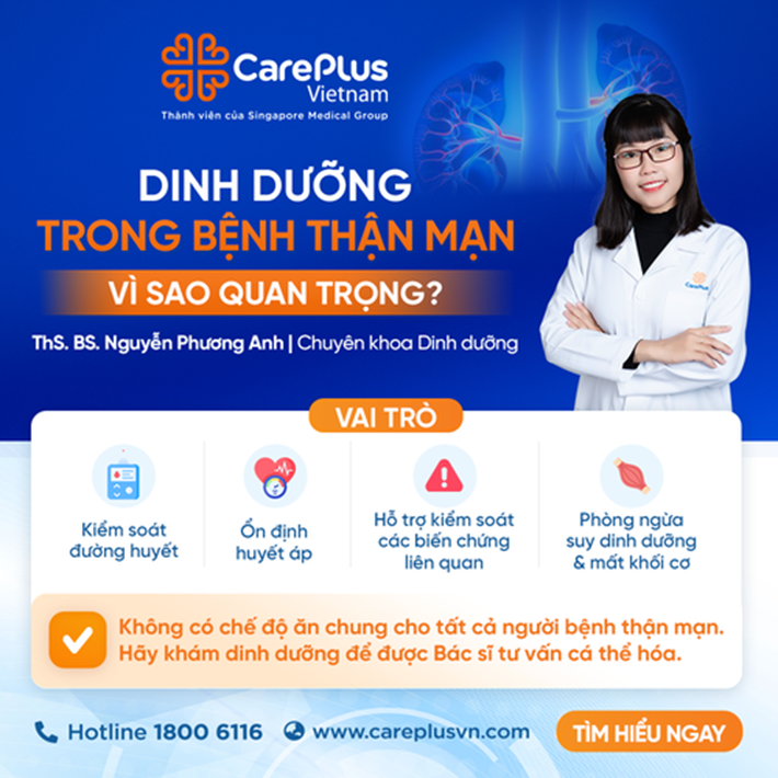 DINH DƯỠNG TRONG BỆNH THẬN MẠN: VÌ SAO QUAN TRỌNG? 