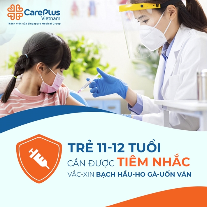 Trẻ 11-12 tuổi cần được tiêm nhắc vắc-xin Bạch hầu Ho gà Uốn ván 