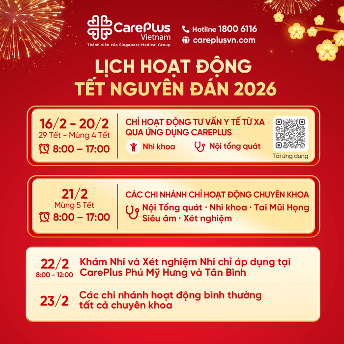 THÔNG BÁO LỊCH LÀM VIỆC TẾT NGUYÊN ĐÁN 2026 TẠI CAREPLUS 
